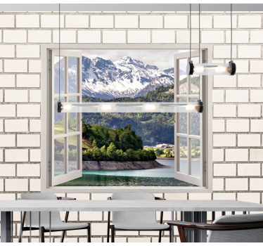 Papel pintado paisaje escape a la vista de montañas - TenVinilo