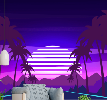 Papel pintado paisaje escape al atardecer tropical - TenVinilo