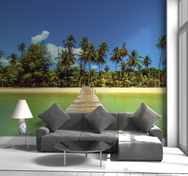 Papel pintado paisaje escape al paraíso tropical - TenVinilo