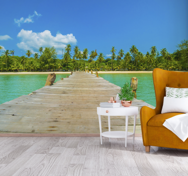 Papel pintado paisaje escape del muelle tropical - TenVinilo
