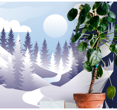 Papel pintado paisaje escena de bosque invernal - TenVinilo