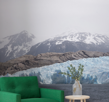 Papel pintado paisaje escena de glaciar en montaña - TenVinilo