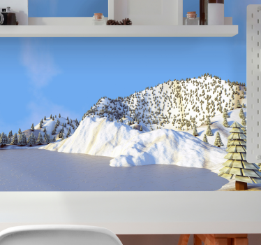 Papel pintado paisaje escena de montaña invernal - TenVinilo