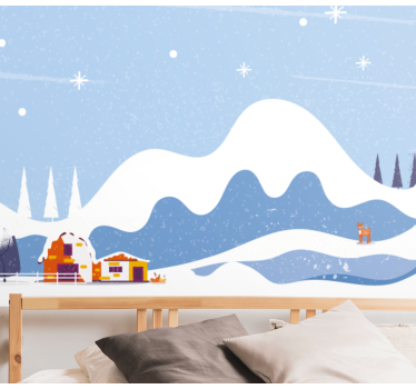 Mural de pared infantil montaña nevada dibujada - TenVinilo