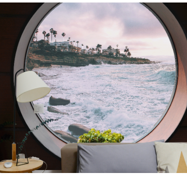 Papel pintado paisaje escena de olas costeras - TenVinilo