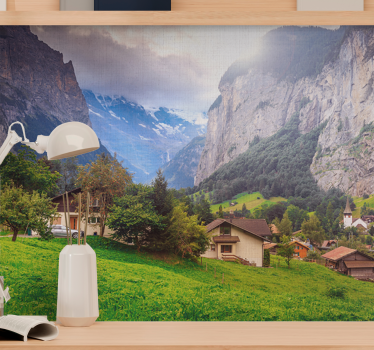 Papel pintado paisaje escena de valle montañoso - TenVinilo