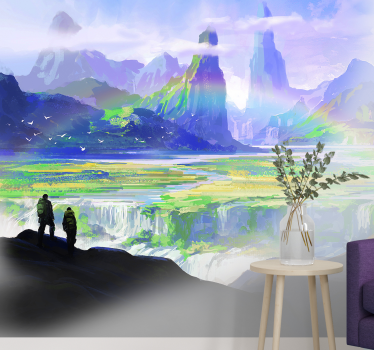 Papel pintado paisaje escena natural montañosa - TenVinilo