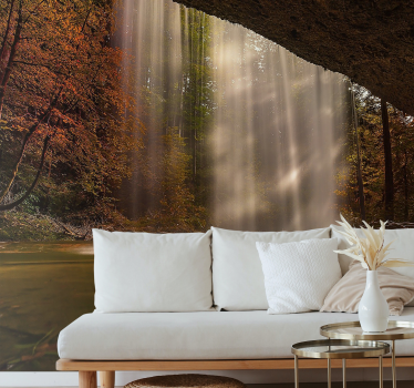 Papel pintado paisaje escena serena de cascada - TenVinilo