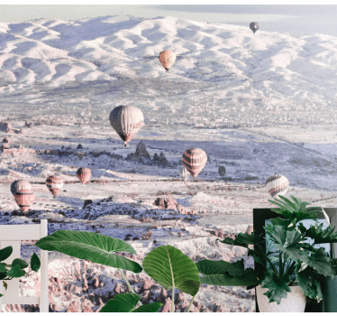 Papel pintado paisaje escenario de globos aerostáticos - TenVinilo