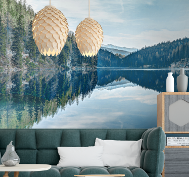 Papel pintado paisaje espejo de montaña serena - TenVinilo