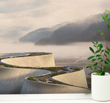 Papel pintado paisaje forma arquitectónica curva - TenVinilo