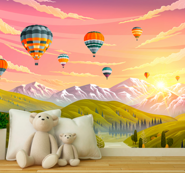 Papel pintado paisaje globos aerostáticos - TenVinilo