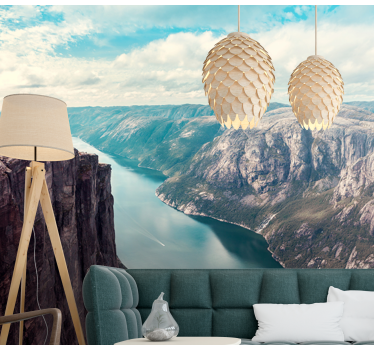 Papel pintado paisaje gran perspectiva del fiordo - TenVinilo