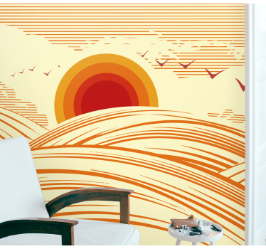 Papel pintado paisaje horizonte del sol poniente - TenVinilo