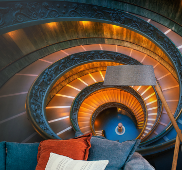 Papel pintado paisaje iluminación de escalera espiral - TenVinilo