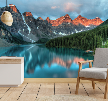 Papel pintado paisaje lago alpino grande - TenVinilo