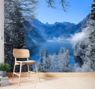 Papel pintado paisaje lago alpino helado - TenVinilo