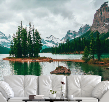 Papel pintado paisaje lago alpino tranquilo - TenVinilo