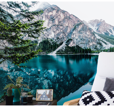 Papel pintado paisaje lago de la reflexión montañosa - TenVinilo