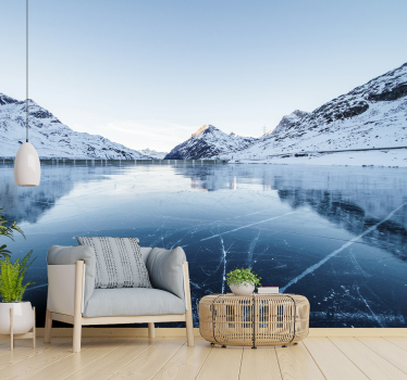 Papel pintado paisaje lago de montaña nevado - TenVinilo