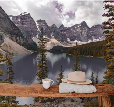 Papel pintado paisaje lago de montaña pacífico - TenVinilo