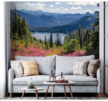 Papel pintado paisaje lago de montaña pintoresco - TenVinilo