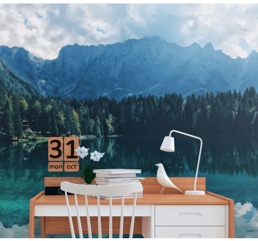 Papel pintado paisaje lago eco de montaña - TenVinilo
