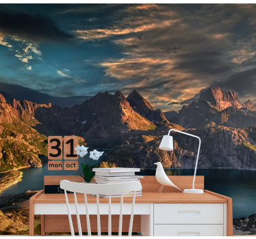 Papel pintado paisaje lago montañés majestuoso - TenVinilo