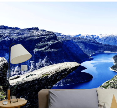 Papel pintado paisaje majestuosa vista del fiordo - TenVinilo