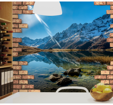 Papel pintado paisaje montaña y reflejo - TenVinilo