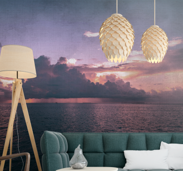 Papel pintado paisaje océano tranquilo al anochecer - TenVinilo