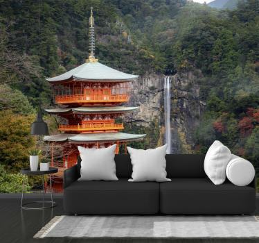 Papel pintado paisaje pagoda japonesa histórica - TenVinilo