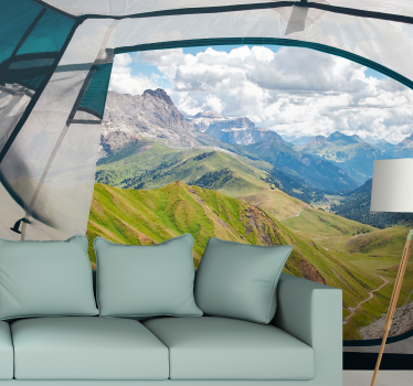 Papel pintado paisaje paisaje montañoso verde - TenVinilo