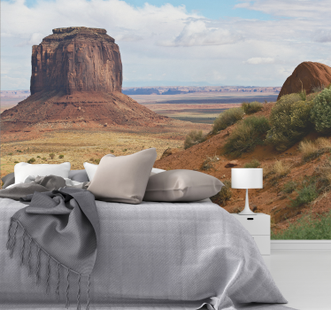 Papel pintado paisaje panorama del monolito del desierto - TenVinilo