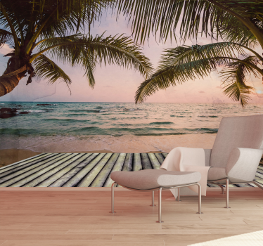 Papel pintado paisaje perspectiva de costa tropical - TenVinilo
