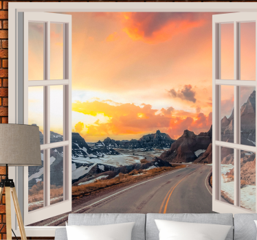 Papel pintado paisaje perspectiva del anochecer en montaña - TenVinilo