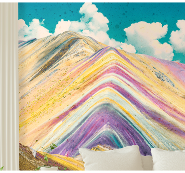 Papel pintado paisaje picos montañosos coloridos - TenVinilo