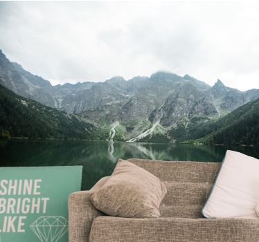 Papel pintado paisaje reflejo de montañas magníficas - TenVinilo
