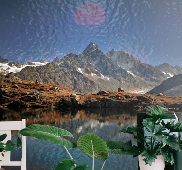 Papel pintado paisaje reflejo de montañas majestuosas - TenVinilo