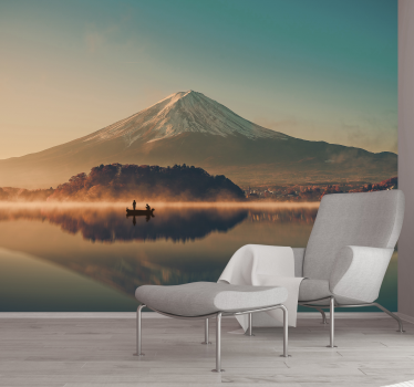 Papel pintado paisaje reflejo del monte fuji - TenVinilo