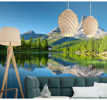 Papel pintado paisaje reflejos de montaña - TenVinilo