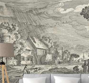 Papel pintado paisaje representación rural - TenVinilo