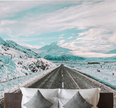 Papel pintado paisaje sendero de montaña helada - TenVinilo