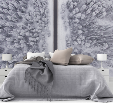 Papel pintado paisaje sendero del bosque invernal - TenVinilo