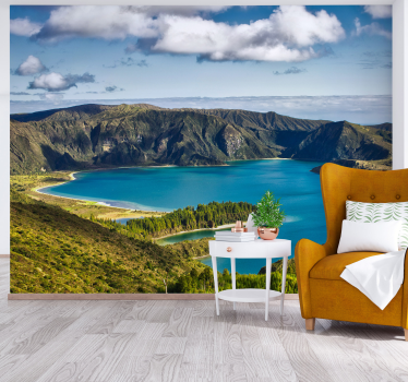 Papel pintado paisaje serena vista al lago - TenVinilo