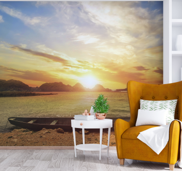 Papel pintado paisaje serena vista del atardecer - TenVinilo