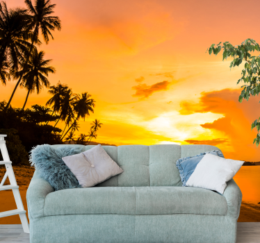 Papel pintado paisaje serenidad del atardecer tropical - TenVinilo