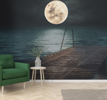 Papel pintado paisaje serenidad del muelle iluminado - TenVinilo