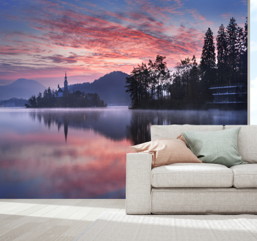 Papel pintado paisaje serenidad en el lago bled - TenVinilo