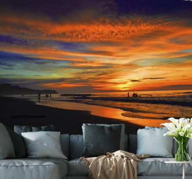 Papel pintado paisaje sereno atardecer en el océano - TenVinilo
